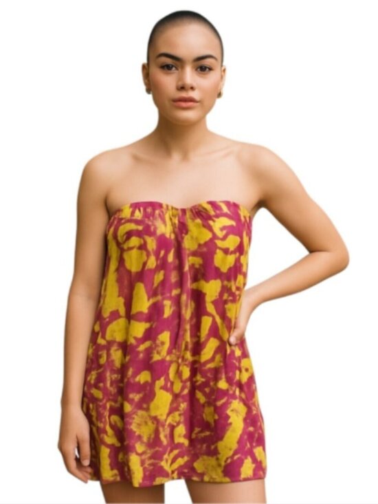 JAYGODFREY Dresses & Skirts - NEW Jay Godfrey SZ 6 Layered Silk Strapless Mini Dress Sheer Pink Green Overlay